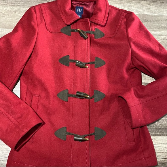 Gap Red Toggle Button Pea Coat - Picture 11 of 15